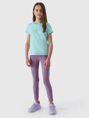 4F Legginsy dzianinowe dziewczęce - fioletowe 128 (7-8 lat)