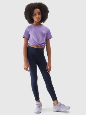 4F Legginsy dzianinowe dziewczęce - granatowe 134 (8-9 lat)