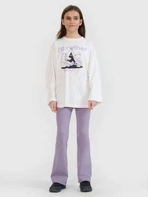 4F Legginsy dzianinowe z rozszerzanymi nogawkami dziewczęce - fioletowe 152 (11-12 lat)