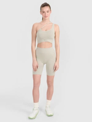 4F Legginsy kolarki bezszwowe treningowe damskie - beżowe M/L