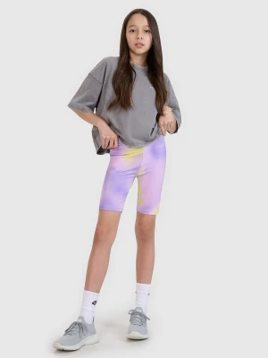 4F Legginsy kolarki dzianinowe dziewczęce - fioletowe 140 (9-10 lat)