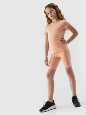 4F Legginsy kolarki dzianinowe dziewczęce - pomarańczowe 158/164 (12-14 lat)