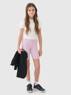 4F Legginsy kolarki dzianinowe dziewczęce - różowe 134 (8-9 lat)