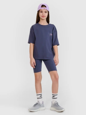 4F Legginsy kolarki dziewczęce - szare 128 (7-8 lat)