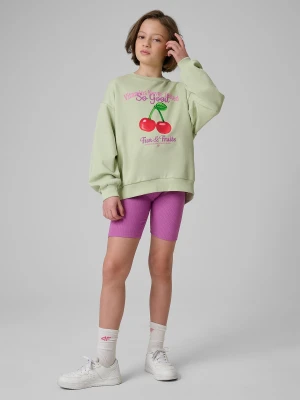 4F Legginsy kolarki prążkowane dziewczęce - fioletowe 158 (12-13 lat)