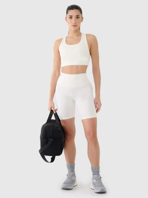 4F Legginsy kolarki treningowe damskie - białe M