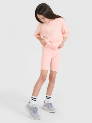 4F Legginsy kolarki z prążkowanej dzianiny dziewczęce - pomarańczowe 140 (9-10 lat)