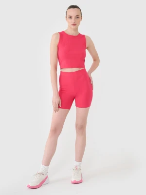 4F Legginsy krótkie dzianinowe damskie - różowe S