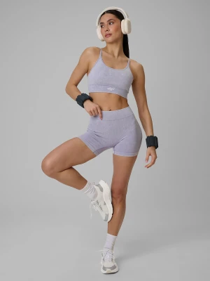 4F Legginsy krótkie treningowe bezszwowe damskie - fioletowe M/L