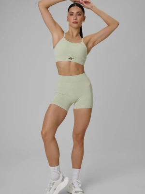 4F Legginsy krótkie treningowe bezszwowe damskie - zielone XS/S