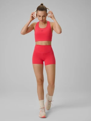 4F Legginsy krótkie treningowe damskie - czerwone S