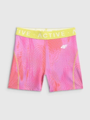 4F Legginsy krótkie treningowe damskie - koralowe XS