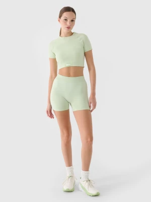 4F Legginsy krótkie treningowe damskie - turkusowe M/L