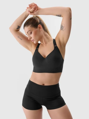 4F Legginsy krótkie z materiału z recyklingu damskie - czarne XL