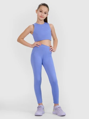 4F Legginsy sportowe z wysokim stanem dziewczęce 4F JUNIOR x Anna Lewandowska - niebieskie 158/164 (12-14 lat)