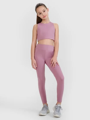 4F Legginsy sportowe z wysokim stanem dziewczęce 4F JUNIOR x Anna Lewandowska - różowe 158/164 (12-14 lat)