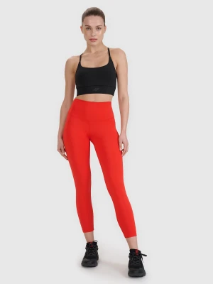 4F Legginsy treningowe 7/8 z wysokim stanem damskie - czerwone XL