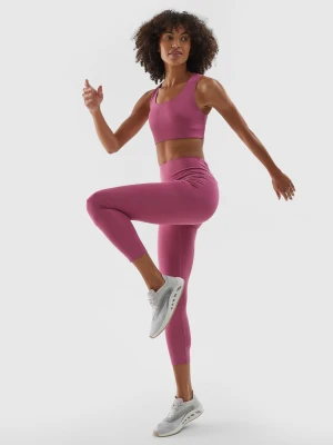 4F Legginsy treningowe 7/8 z wysokim stanem damskie - fioletowe XL