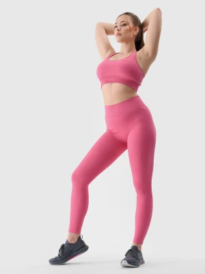 4F Legginsy treningowe bezszwowe damskie - różowe XS/S