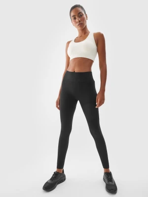 4F Legginsy treningowe bezszwowe z wysokim stanem damskie - czarne M/L