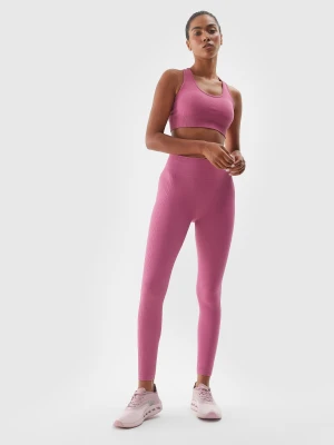 4F Legginsy treningowe bezszwowe z wysokim stanem damskie - różowe XS/S