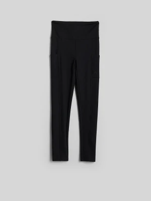 4F Legginsy z prążkowanej dzianiny damskie - czarne L