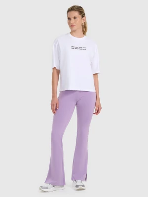 4F Legginsy z rozszerzanymi nogawkami damskie - fioletowe L