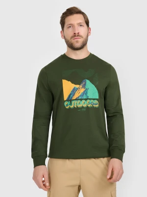 4F Longlseeve z nadrukiem męski - khaki XL