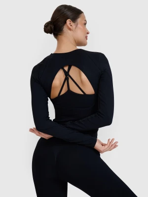 4F Longsleeve do jogi i pilatesu z wycięciem na plecach damski - czarny XS/S