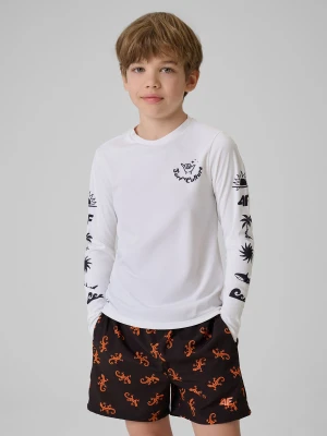 4F Longsleeve do pływania z nadrukiem chłopięcy - biały 158/164 (12-14 lat)