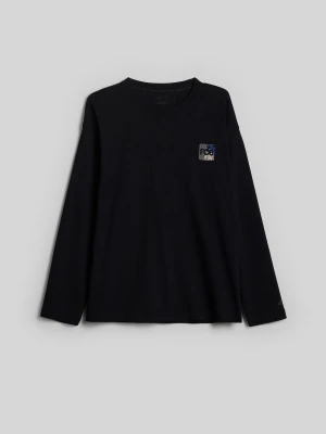 4F Longsleeve loose z nadrukiem męski - czarny XXL