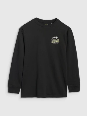 4F Longsleeve oversize z nadrukiem chłopięcy - czarny 134 (8-9 lat)