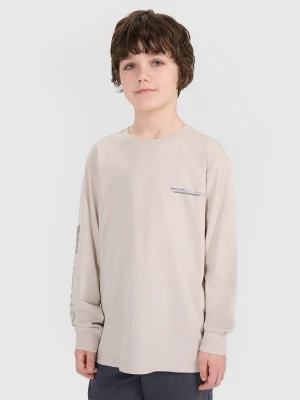 4F Longsleeve oversize z nadrukiem chłopięcy - szary 140 (9-10 lat)