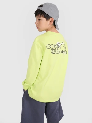 4F Longsleeve oversize z nadrukiem chłopięcy - zielony 140 (9-10 lat)
