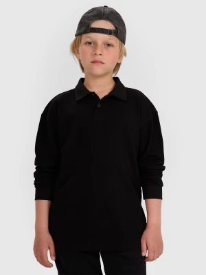 4F Longsleeve polo regular chłopięcy - czarny 128 (7-8 lat)