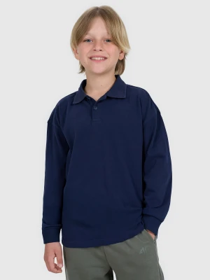 4F Longsleeve polo regular chłopięcy - granatowy 134 (8-9 lat)