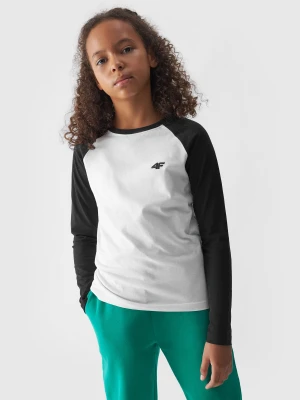 4F Longsleeve regular gładki dziewczęcy - czarny 122 (6-7 lat)