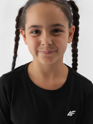 4F Longsleeve regular gladki dziewczęcy - czarny 128 (7-8 lat)