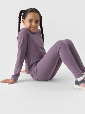 4F Longsleeve regular gladki dziewczęcy - fioletowy 122 (6-7 lat)
