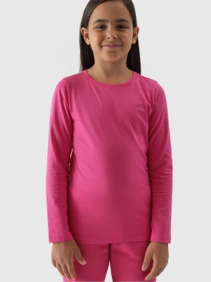 4F Longsleeve regular gladki dziewczęcy - różowy 140 (9-10 lat)