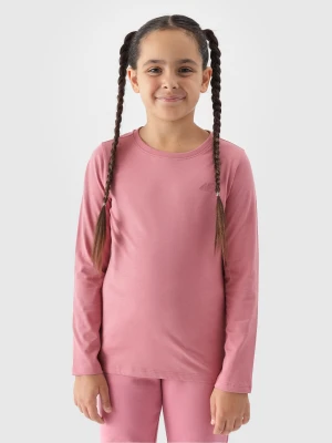 4F Longsleeve regular gladki dziewczęcy - różowy 140 (9-10 lat)