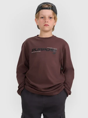4F Longsleeve regular z nadrukiem chłopięcy - brązowy 158 (12-13 lat)