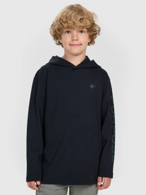 4F Longsleeve regular z nadrukiem chłopięcy - czarny 140 (9-10 lat)