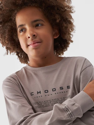 4F Longsleeve regular z nadrukiem chłopięcy - szary 122 (6-7 lat)