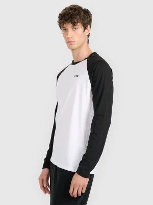 4F Longsleeve regular z nadrukiem męski - biały XL