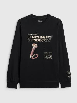 4F Longsleeve regular z nadrukiem męski - czarny L
