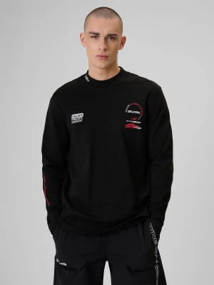 4F Longsleeve relaxed z nadrukiem męski - czarny XL