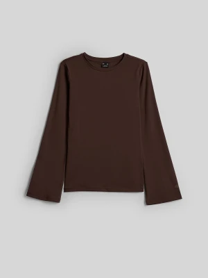 4F Longsleeve slim damski - brązowy L