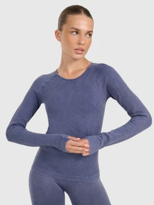4F Longsleeve slim do jogi i pilatesu szybkoschnący damski - granatowy XS/S