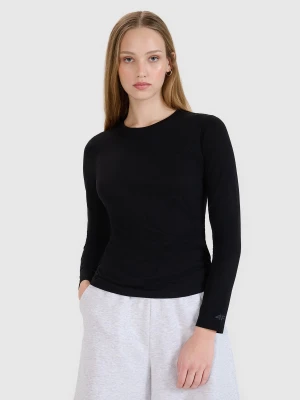 4F Longsleeve slim gładki damski - czarny M